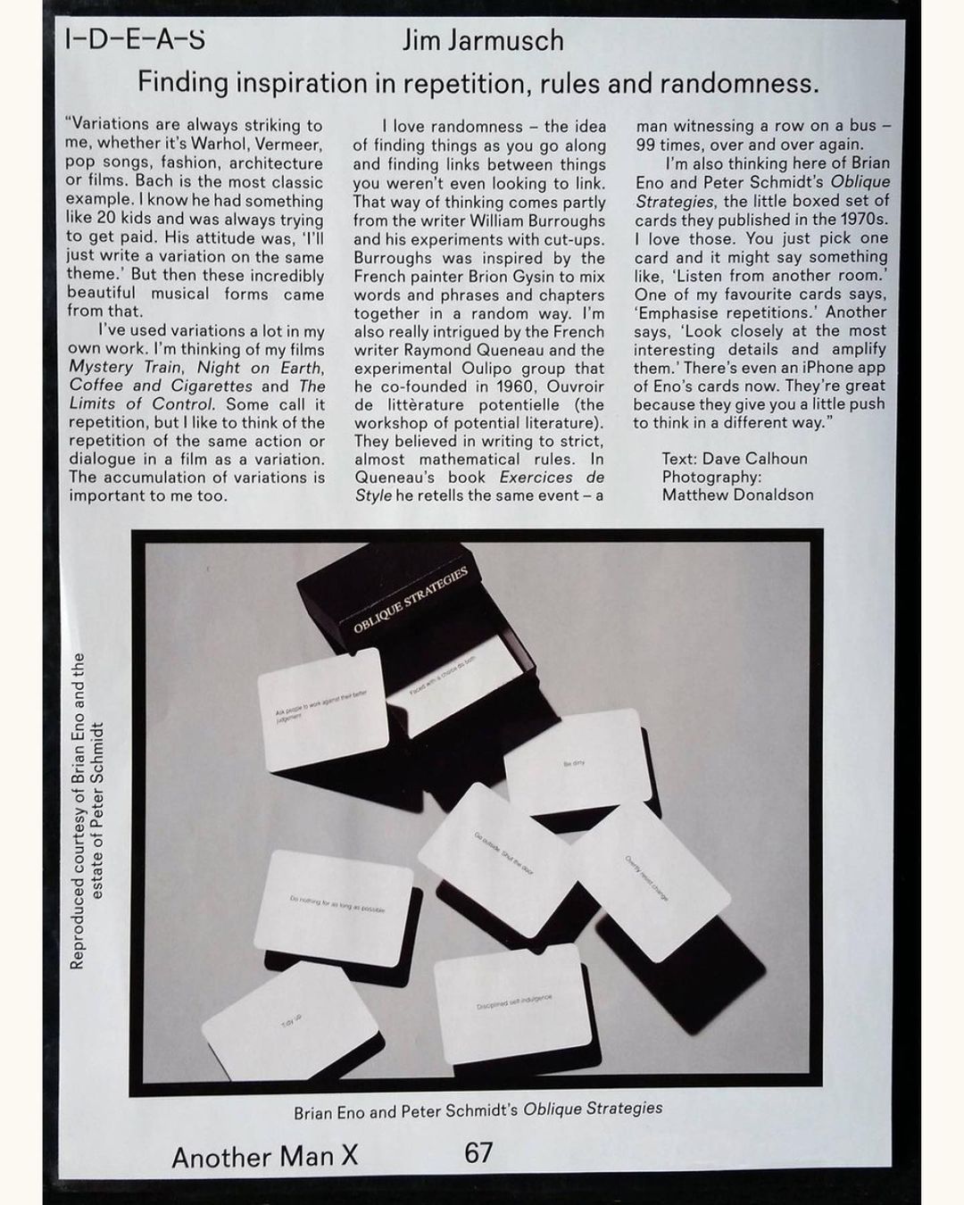 Oblique Strategies by Brian Eno and Peter Schmidt
